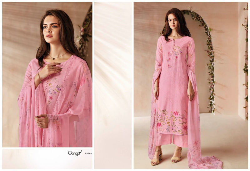 Ganga Dno 0355 To 0360 Pure cotton Printed With Heavy Embroidery work Stylish Designer Salwar Kameez