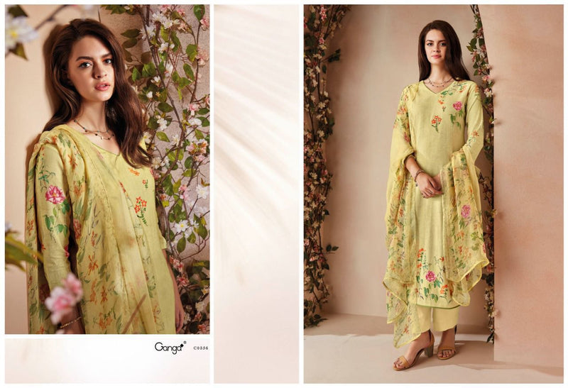 Ganga Dno 0355 To 0360 Pure cotton Printed With Heavy Embroidery work Stylish Designer Salwar Kameez