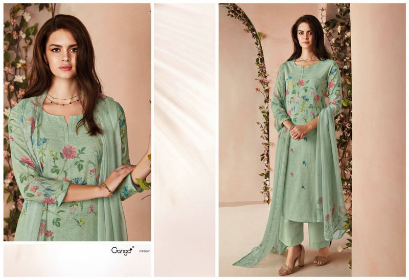 Ganga Dno 0355 To 0360 Pure cotton Printed With Heavy Embroidery work Stylish Designer Salwar Kameez