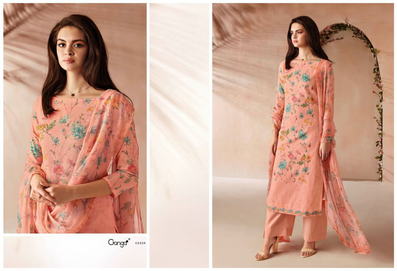 Ganga Dno 0355 To 0360 Pure cotton Printed With Heavy Embroidery work Stylish Designer Salwar Kameez