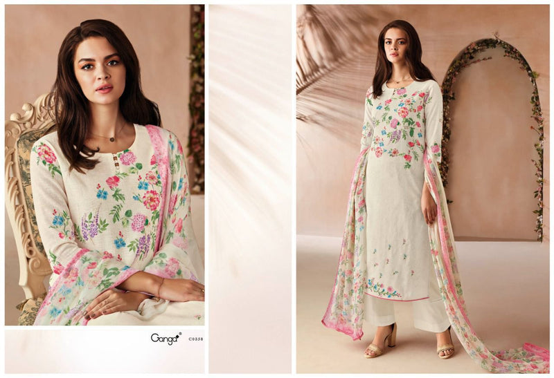 Ganga Dno 0355 To 0360 Pure cotton Printed With Heavy Embroidery work Stylish Designer Salwar Kameez