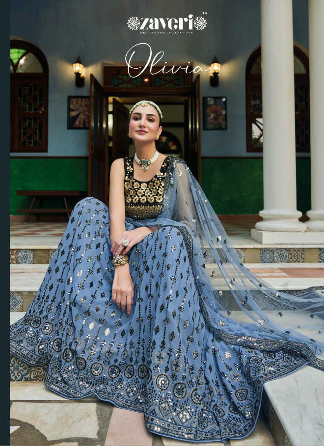 Zaveri Woman Beauty Oliva Georgette With Heavy Embroidery Work Stylish Designer Wedding Look Lehenga