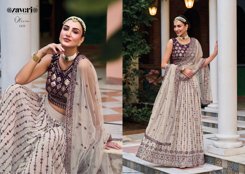 Zaveri Woman Beauty Oliva Georgette With Heavy Embroidery Work Stylish Designer Wedding Look Lehenga