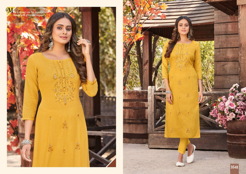 Rangoon Orange Lining Cotton Fancy Casual Wear Kurtis