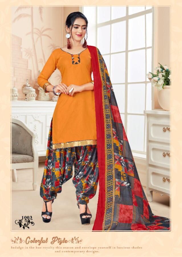Skt Suits Orchid Cotton Printed Patiyala Style Festive Wear Salwar Kameez