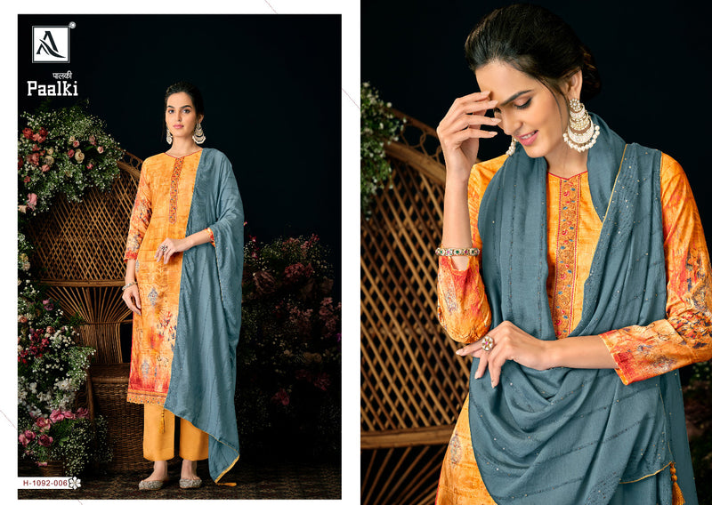 Alok Suit Paalki Jacquard With Printed Work Stylish Designer Festive Wear Salwar Kameez