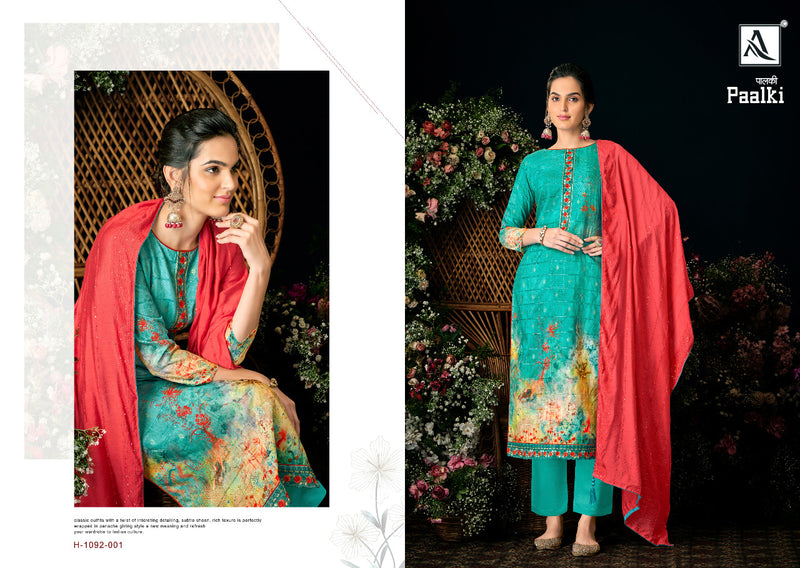 Alok Suit Paalki Jacquard With Printed Work Stylish Designer Festive Wear Salwar Kameez