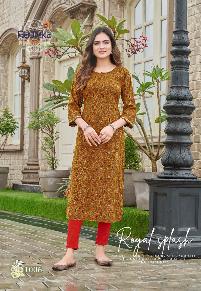 Radhika Lifestyle Paheli Vol 1 Rayon With Fancy Work Stylish Designer Casual Wear Fancy Kurti