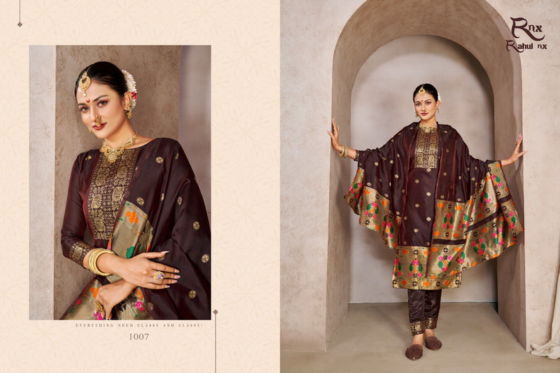 Rahul Nx Paithni Minakari Pure Taepla Silk Paithani Pattern Stylish Designer Salwar Kameez