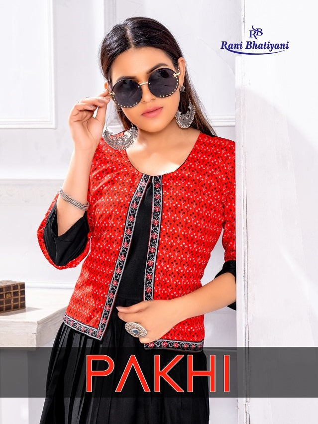 Rani Bhatiyani Pakhi Vol 1 Rayon Fancy Koti Style Party Wear Kurtis