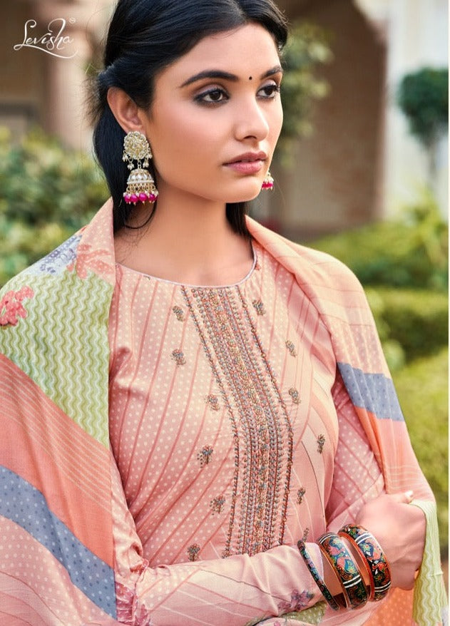 Levisha Pallavi Viscose Maslin Print With Fancy Work Festive Wear Salwar Suits