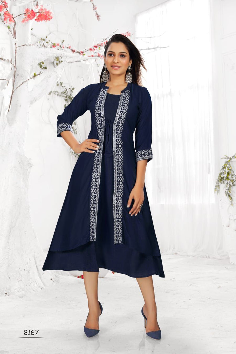 MF Panghat Vol 1 Rayon Embroidered Designer Frock Style Fancy Party Wear Kurtis