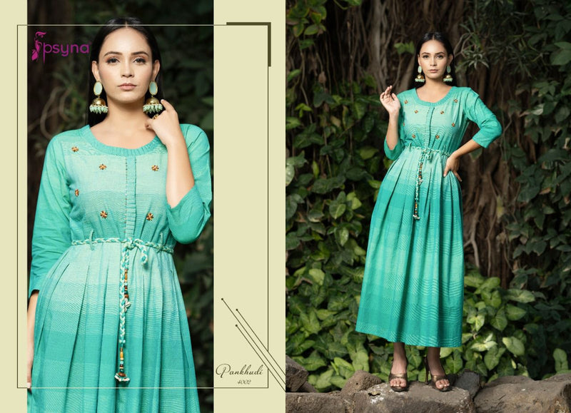 Psyna Pankhudi Vol 4 Cotton Party Wear Long Gown Type Kurtis