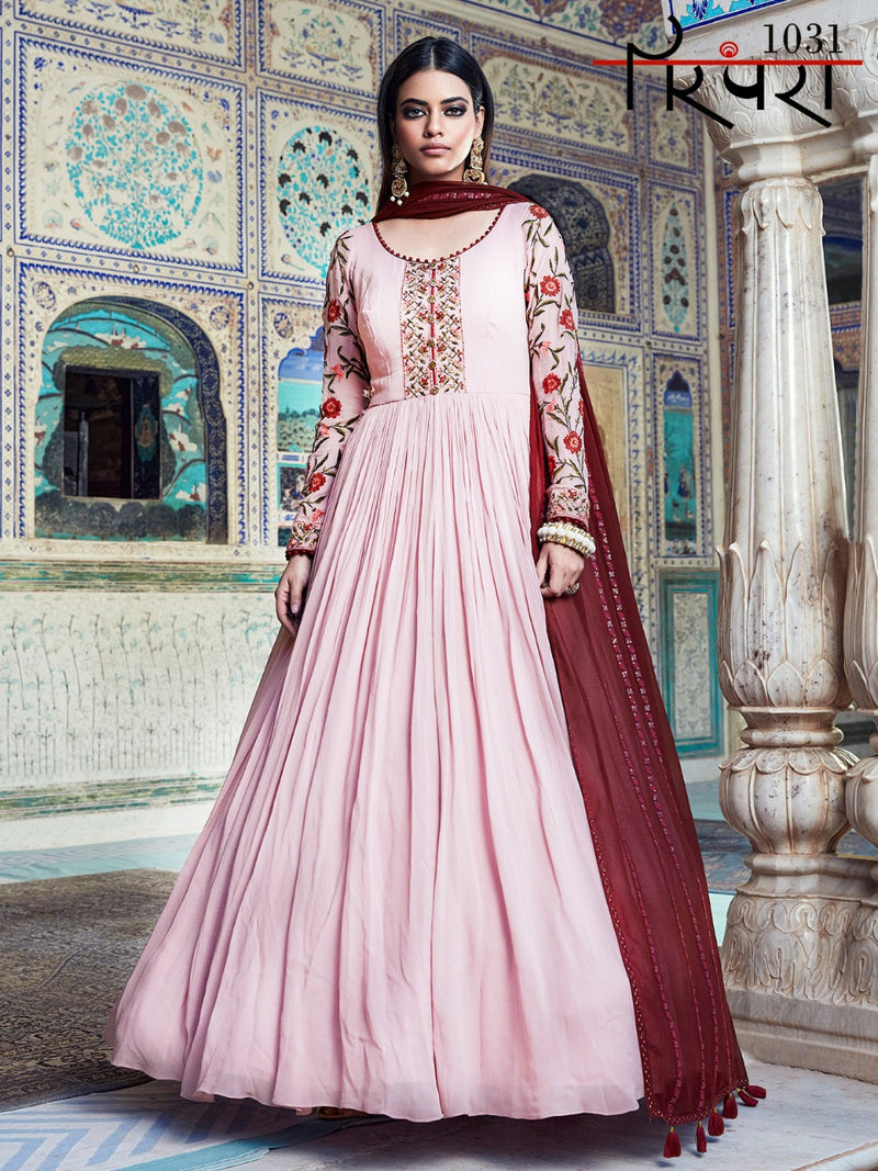 Virasat Parampra Vol 7 1031 Georgette With Beautiful Heavy Embroidery Work Stylish Designer Fancy Long Gown