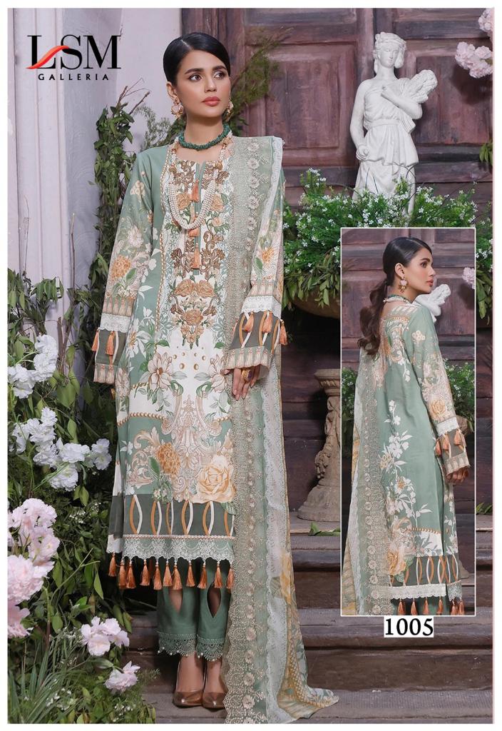Lsm Galleria Parian Dream Heavy Luxury Lawn Cotton With Printed Work Stylish Designer Pakistani Salwar Kameez