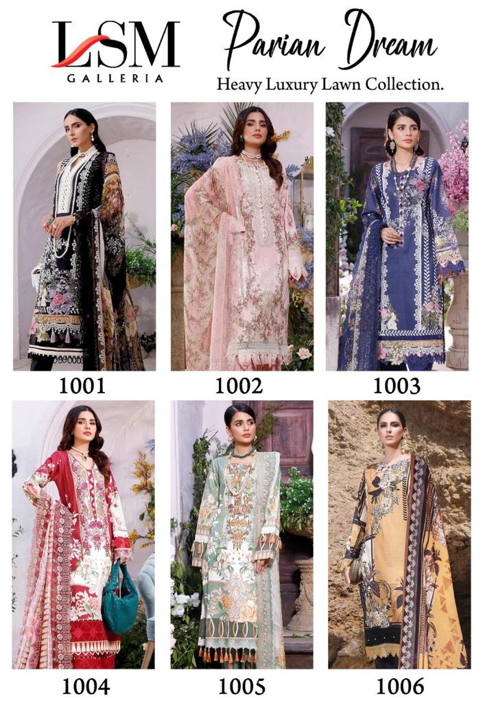 Lsm Galleria Parian Dream Heavy Luxury Lawn Cotton With Printed Work Stylish Designer Pakistani Salwar Kameez