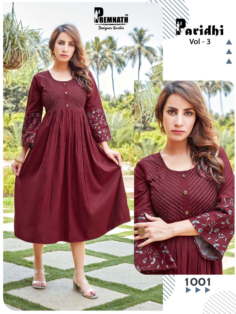 Premnath Designer Paridhi Vol 3 Rayon Designer Fancy Frock Style Kurtis