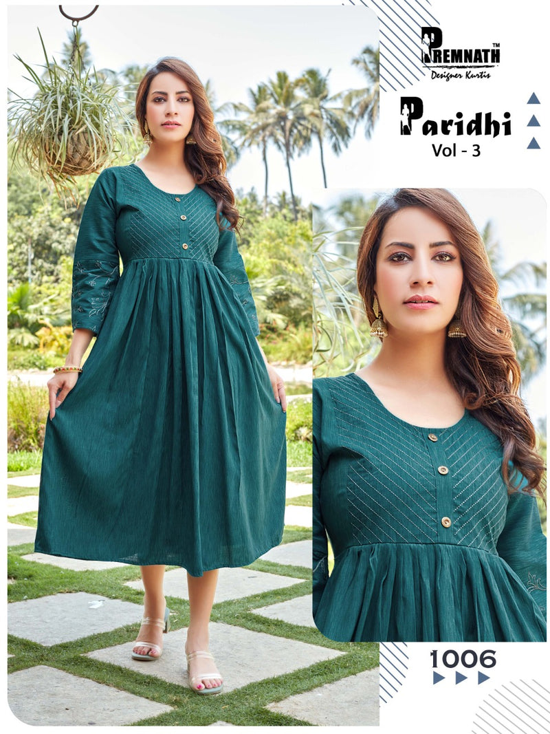 Premnath Designer Paridhi Vol 3 Rayon Designer Fancy Frock Style Kurtis