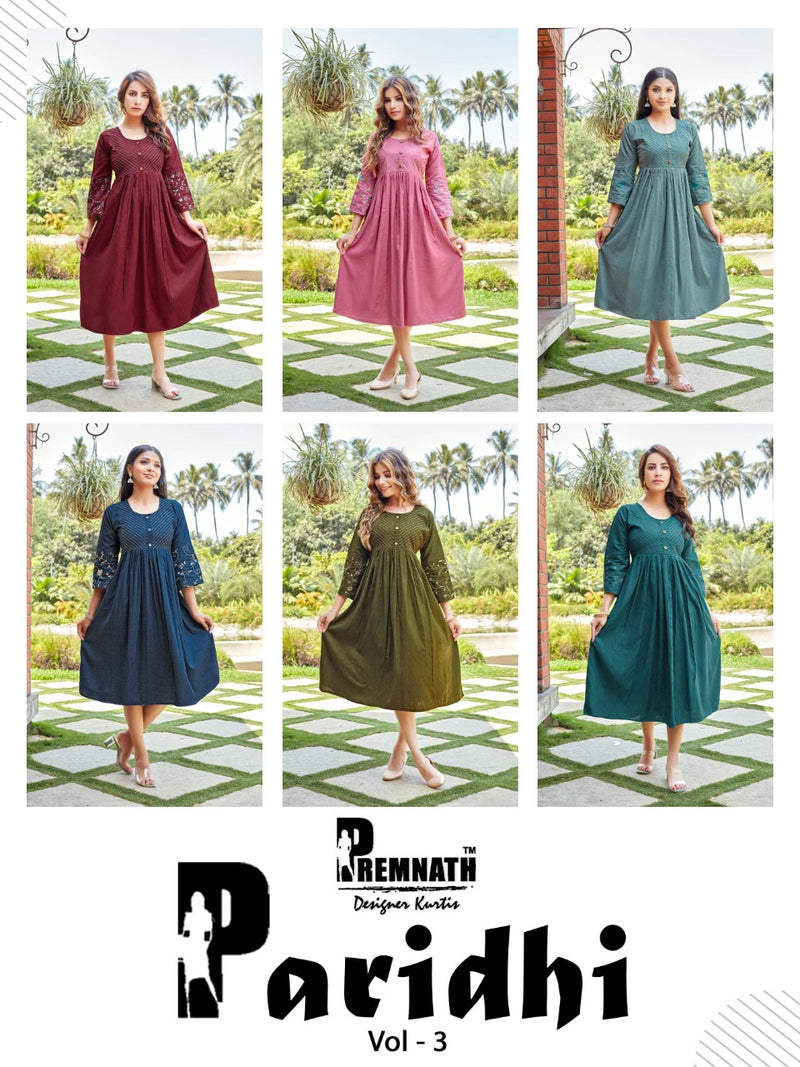 Premnath Designer Paridhi Vol 3 Rayon Designer Fancy Frock Style Kurtis