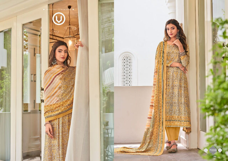 Vivek Fashion Dno 7001 To 7008 Muslin With Print Heavy Embroidery Work Stylish Designer Salwar suit