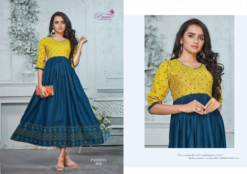 Paavi Creation Passion Vol 3 Rayon With Fancy Embroidery Gown Style Kurtis