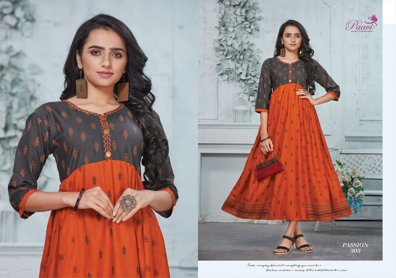 Paavi Creation Passion Vol 3 Rayon With Fancy Embroidery Gown Style Kurtis