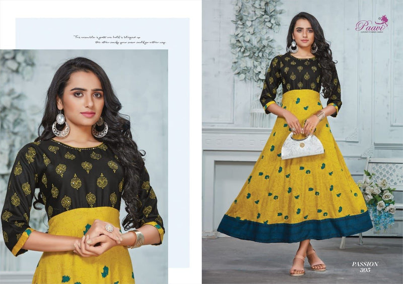 Paavi Creation Passion Vol 3 Rayon With Fancy Embroidery Gown Style Kurtis