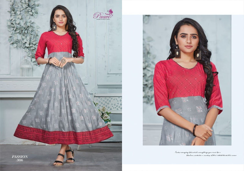 Paavi Creation Passion Vol 3 Rayon With Fancy Embroidery Gown Style Kurtis