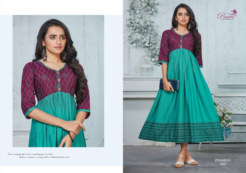 Paavi Creation Passion Vol 3 Rayon With Fancy Embroidery Gown Style Kurtis