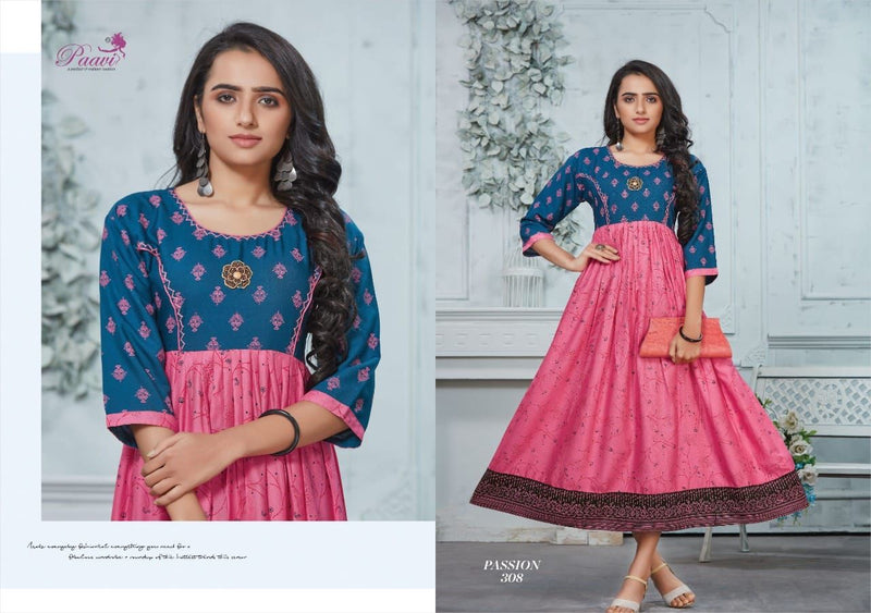 Paavi Creation Passion Vol 3 Rayon With Fancy Embroidery Gown Style Kurtis