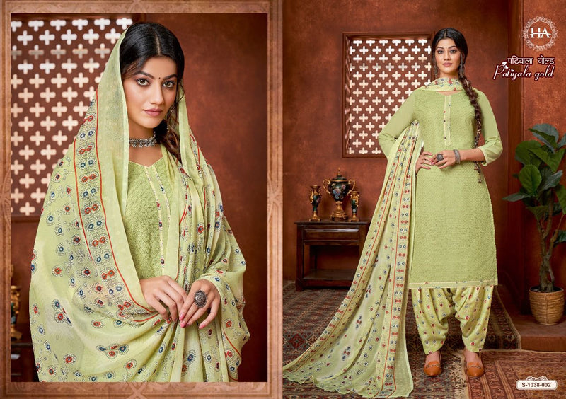 Harshit Fashion Patiyala Gold Pure Cotton Stylish Designer Festive Wear Salwar Kameez
