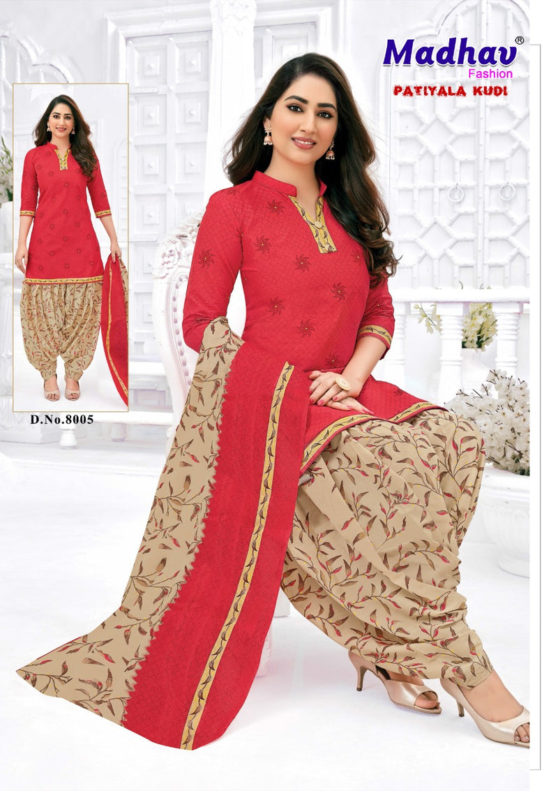 Madhav Fashion Patiyala Kudi Vol 8 Pure  Cotton Printed Patiyala Style Party Wear Salwar Suits