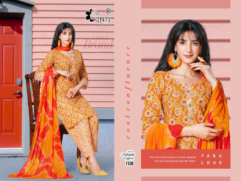 Kinti Patiyala Queen Vol 1 Cambric Cotton Patiyala Style Party Wear Kurtis With Bottom & Dupatta