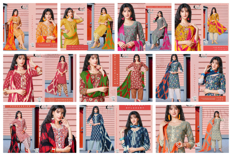 Kinti Patiyala Queen Vol 1 Cambric Cotton Patiyala Style Party Wear Kurtis With Bottom & Dupatta