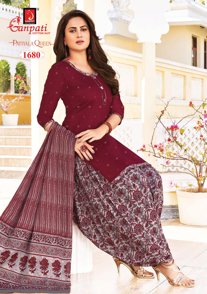 Ganpati Patiyala Queens Vol 5 Pure Cotton With Printed Work Stylish Designer Casual Wear Salwar Suit