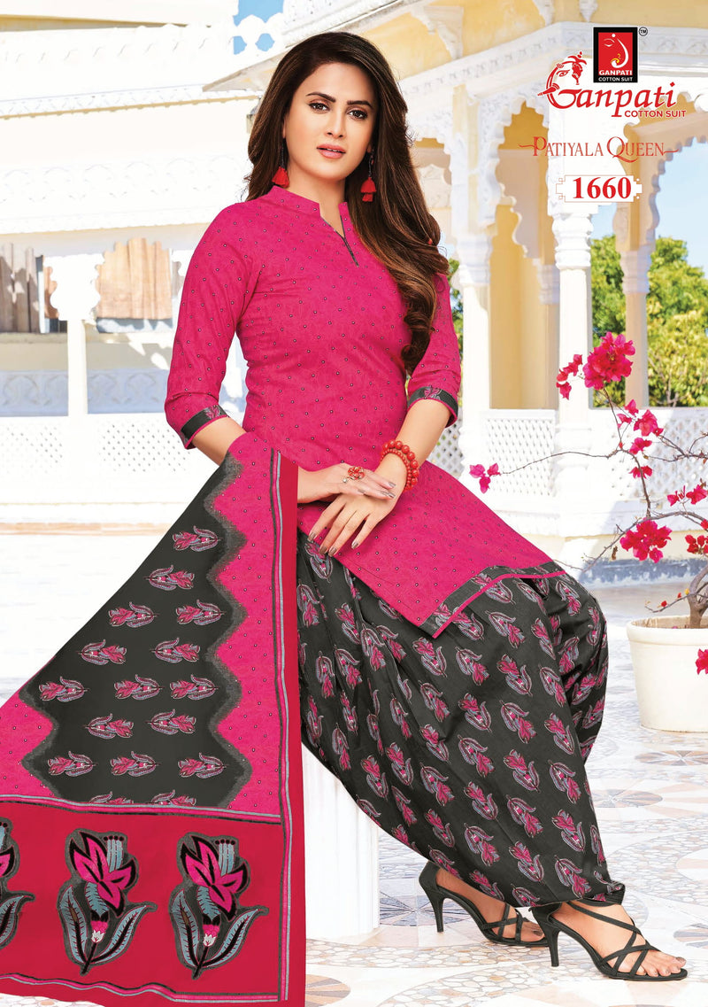 Ganpati Patiyala Queens Vol 5 Pure Cotton With Printed Work Stylish Designer Casual Wear Salwar Suit