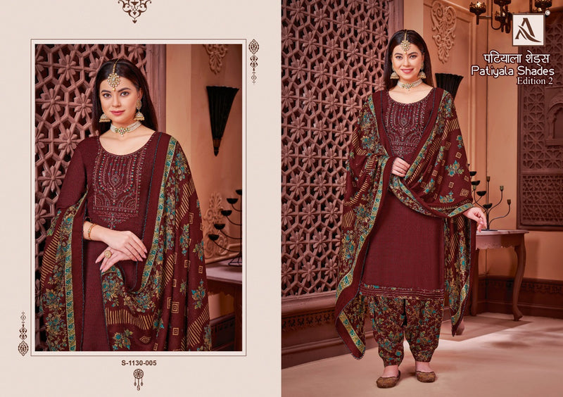 Alok Suit Patiyala Shades Vol 2 Pashmina With Embroidery Work Stylish Designer Salwar Kameez