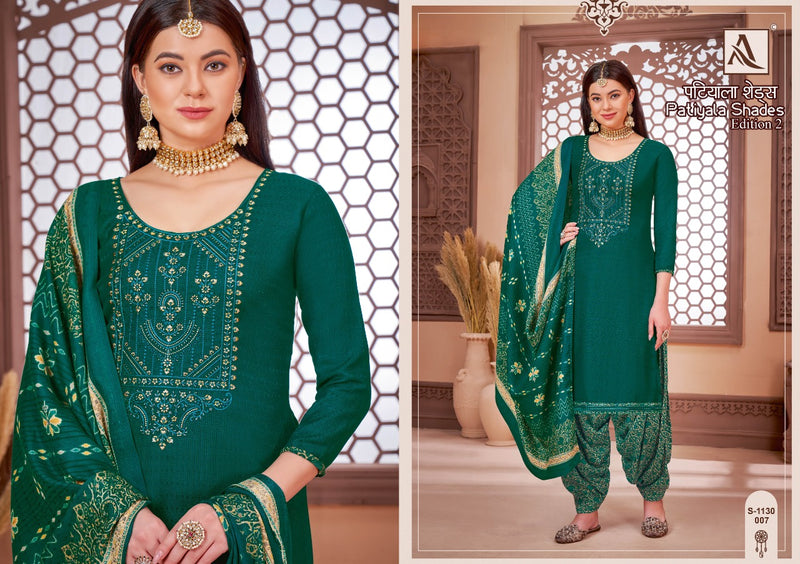 Alok Suit Patiyala Shades Vol 2 Pashmina With Embroidery Work Stylish Designer Salwar Kameez