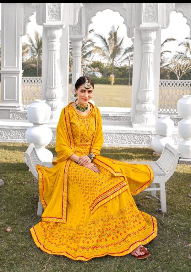 Rangoon Patrani Rayon Embroidered Designer Wedding Wear Kurtis With Skirt