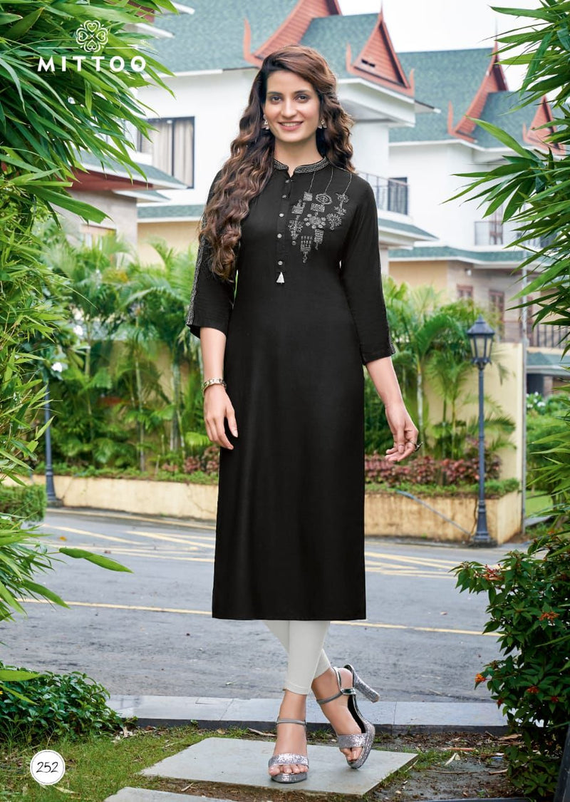 Mittoo Payal Vol 17 Rayon Party Wear Stylish Fancy Kurtis With Beautiful Embroidery