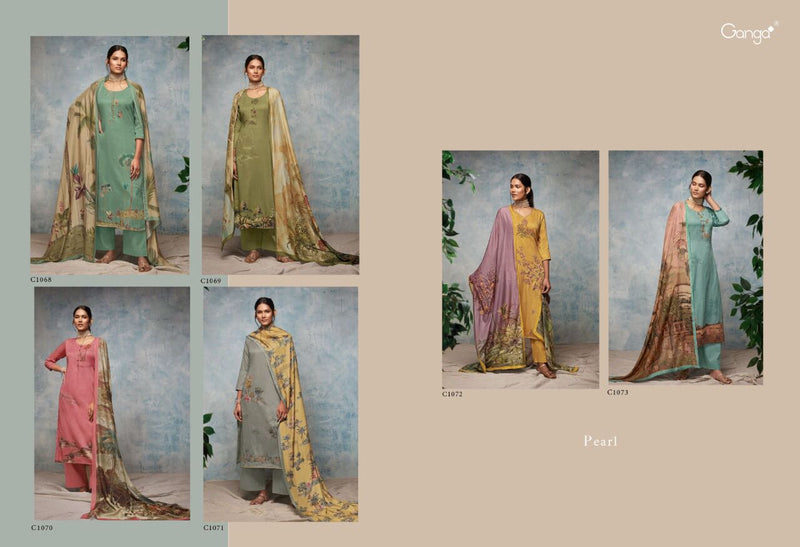 Ganga Dno C 1068 To 1073 Pure Cotton Printed With Heavy Embroidery Stylish Designer Party Wear Salwar Kameez