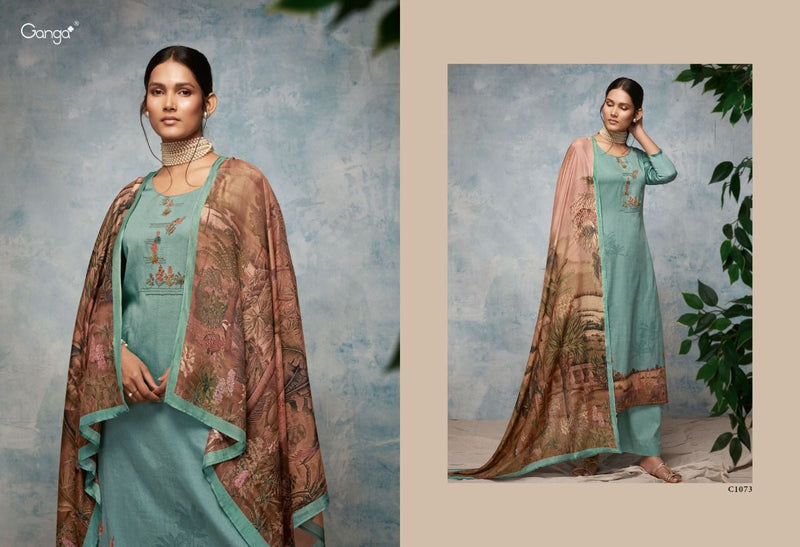 Ganga Dno C 1068 To 1073 Pure Cotton Printed With Heavy Embroidery Stylish Designer Party Wear Salwar Kameez
