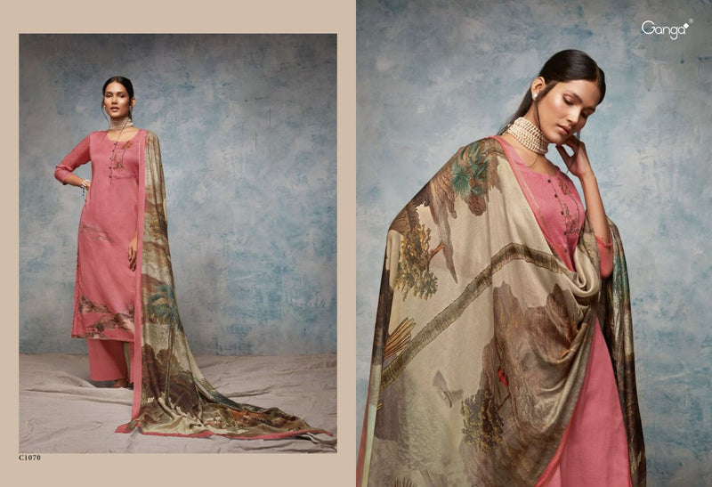 Ganga Dno C 1068 To 1073 Pure Cotton Printed With Heavy Embroidery Stylish Designer Party Wear Salwar Kameez