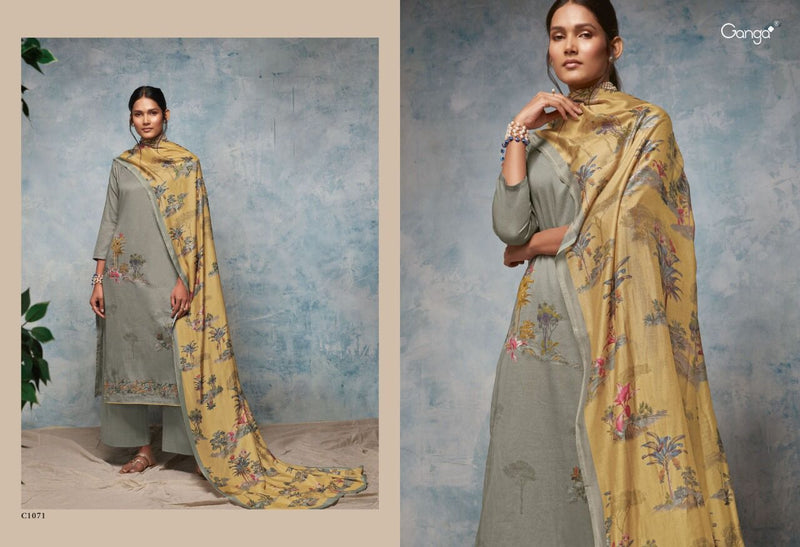 Ganga Dno C 1068 To 1073 Pure Cotton Printed With Heavy Embroidery Stylish Designer Party Wear Salwar Kameez