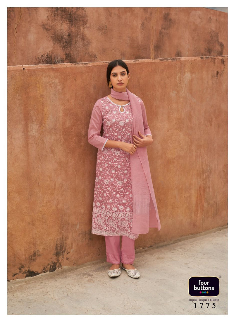Four Buttons Pearl 5 Viscose Chanderi Colour Full Kurtis With Lakhknavi  Touch