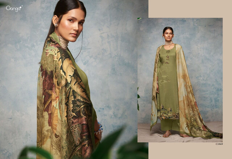 Ganga Dno C 1068 To 1073 Pure Cotton Printed With Heavy Embroidery Stylish Designer Party Wear Salwar Kameez
