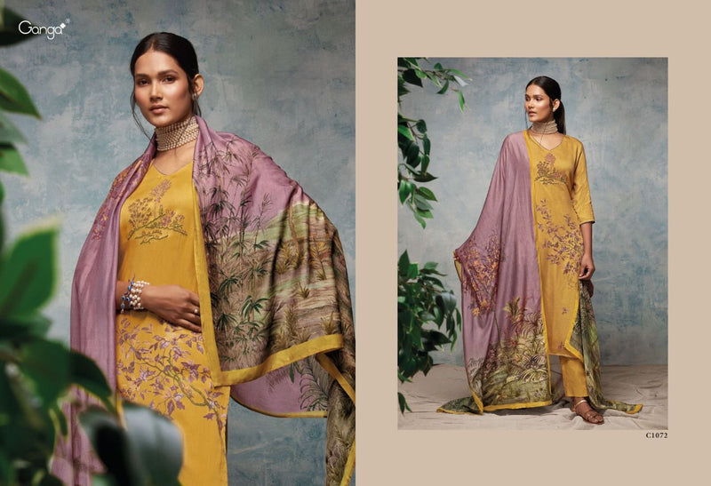 Ganga Dno C 1068 To 1073 Pure Cotton Printed With Heavy Embroidery Stylish Designer Party Wear Salwar Kameez