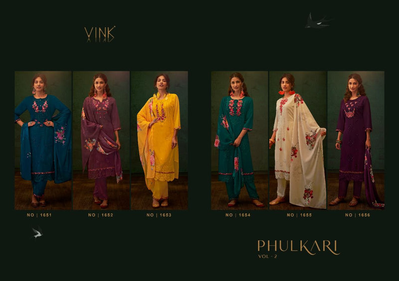 Vink Pulkari Dno 1651 To 1656 Georgette With Beautiful Embroidery Stylish Designer Party Wear Kurti