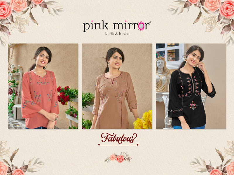 Pink Mirror Fabulous Rayon Slub Short Casual Fancy Wear Kurtis