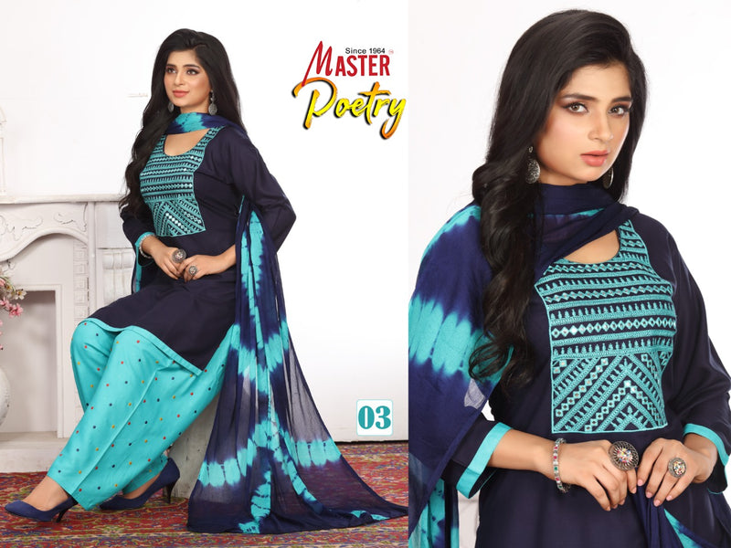 Master Poetry Rayon Printed Festive Wear Ready Made Patiyala Style Salwar Kameez